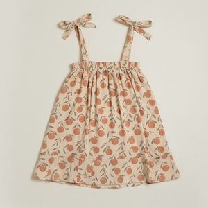 NWT Rylee + Cru Peaches Shoulder Tie Dress Linen Blend 6-7Y Cream Orange